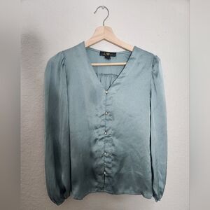 Satin Blouse Long Sleeve - Sage